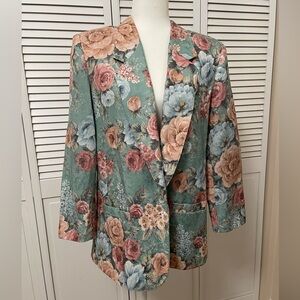 VTG Alfred Dunner 14 Petite Made in USA Floral Blazer Cottagecore Grannycore